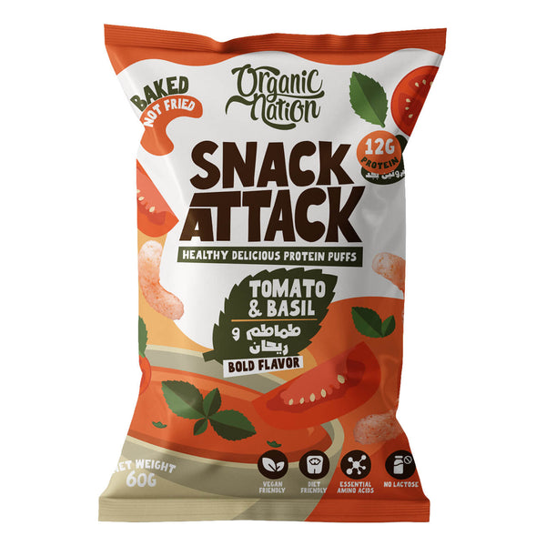 Organic Nation Snack Attack Protein Puffs - Tomato & Basil