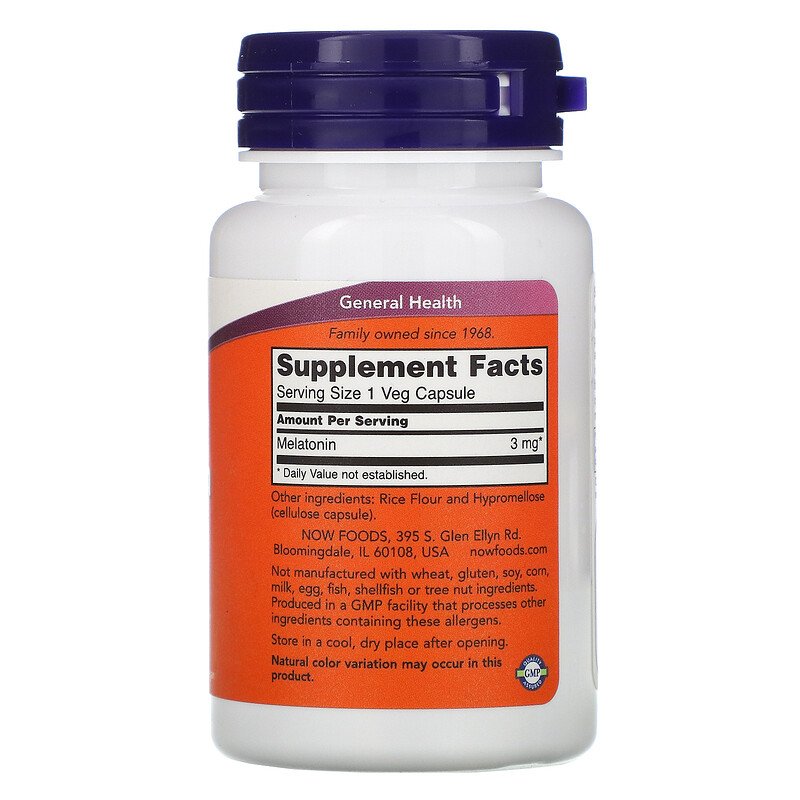 Now Foods Melatonin 3Mg-60Serv.-60Veg Caps.