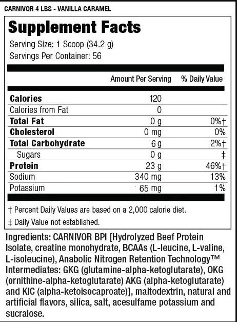 Musclemeds Bioengineered Beef Protein isolate Carnivor-56Serv.-1904G-Vanilla Caramel