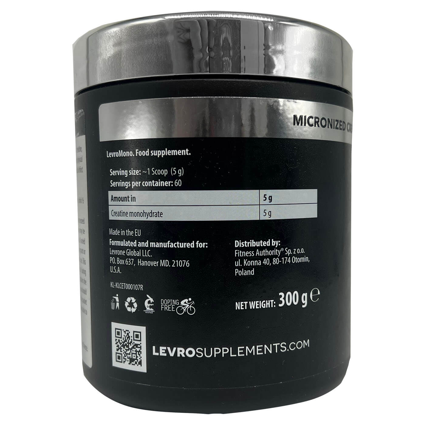 Kevin Levrone Signature Series Micronized Creatine Monohydrate-60Serv.-300G.-Flavor Pure