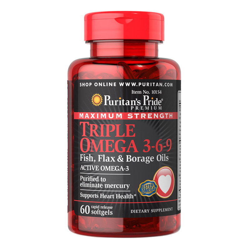 [025077101542] Puritan's Pride Triple Omega 3.6.9-20Serv.-60Soft Gels