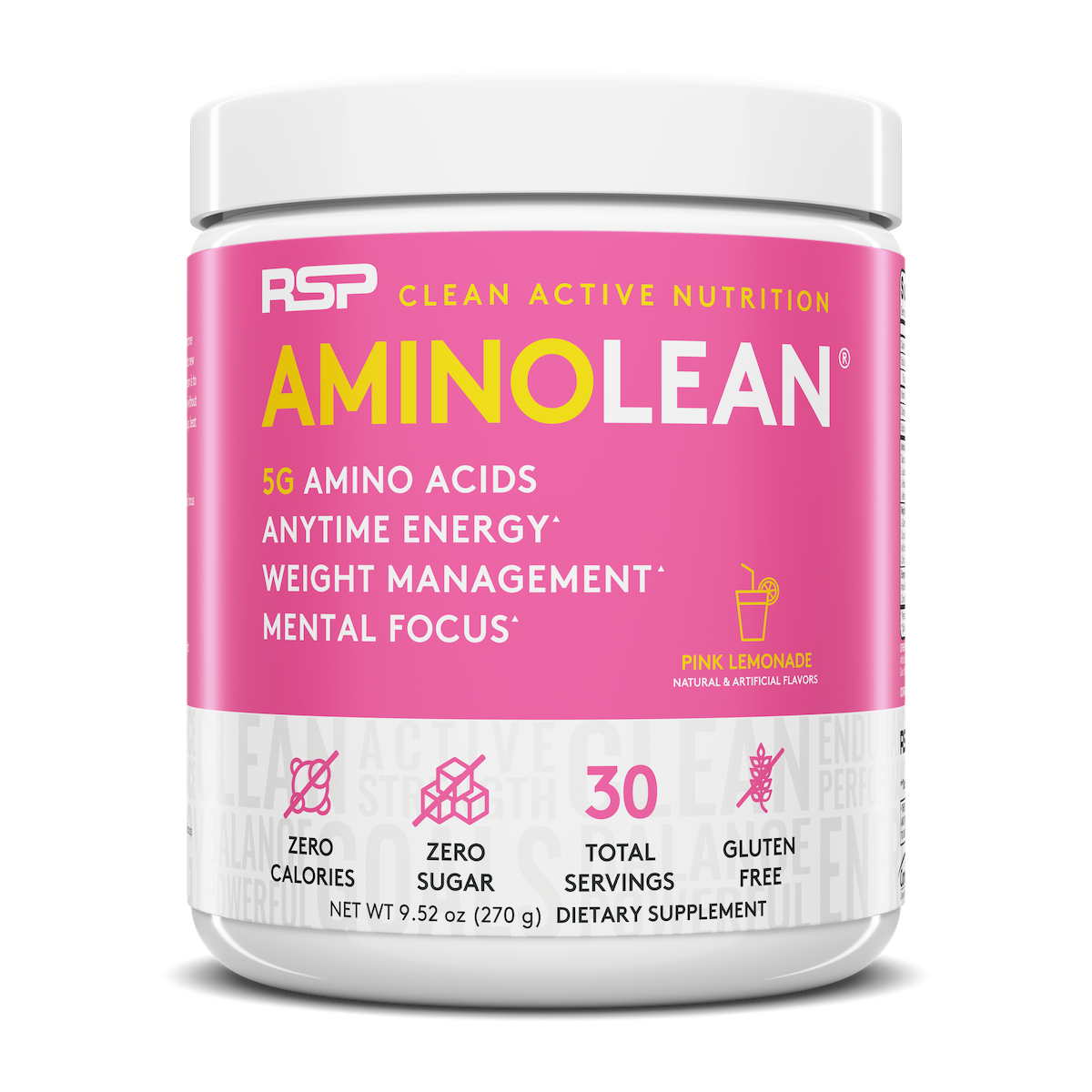 [858491007394] Rsp Clean Active Nutrition Amino Lean-30Serv.-270G-Pink Lemonade