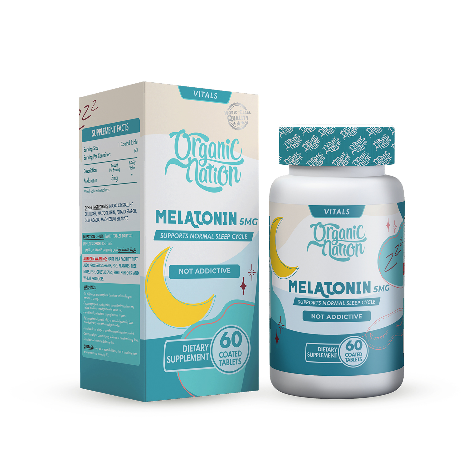 [6222023702349] Organic Nation Melatonin 5mg-60Serv.-60Tablets