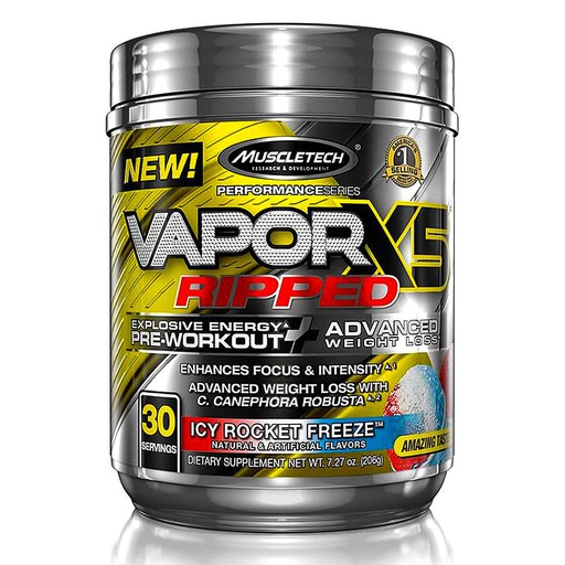 [631656711073] Muscletech Vapor X5 Ripped-30Serv.-205G-Ice Rocket Freeze