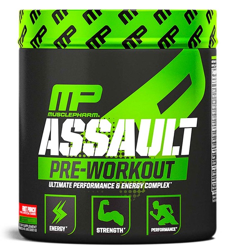 [653341047816] Muscle Pharm Assault Energy + Strength-30Serv.-345G.-Fruit Punch.