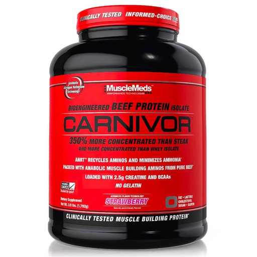 [891597003778] Musclemeds Bioengineered Beef Protein isolate Carnivor-56Serv.-1803G-Strawberry