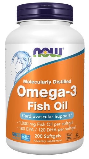 [733739016522] Now Molecularly Distilled Omega-3 Fish Oil-200Softgels