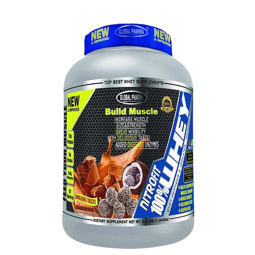 [6224009728015] Global pharma build muscle Nitrofit 100% whey-1.40kg-32Serv.-chocolate coconut