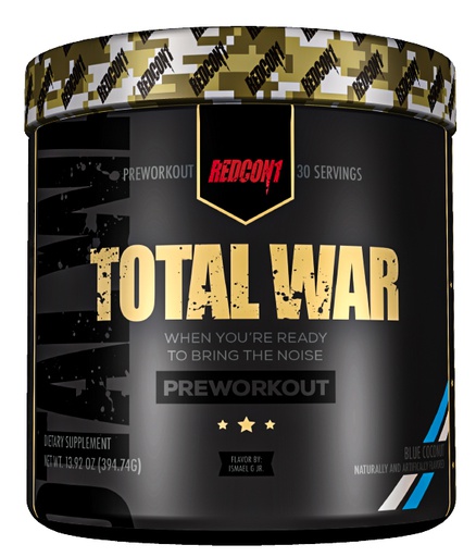 [637405894646] Redcon1 Total War Preworkout-30Serv.-441G-Blue Coconut