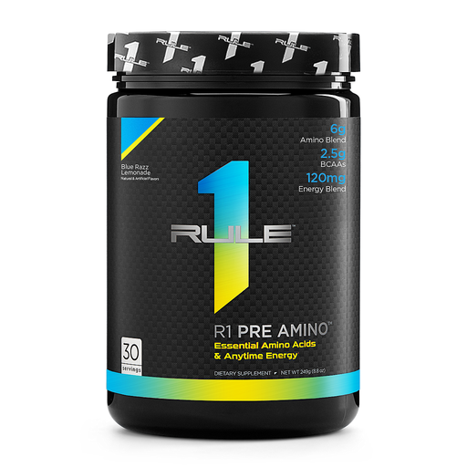 [858925004432] Rule One Pre Amino-30Serv.-249G-Blue Razz Lemonade