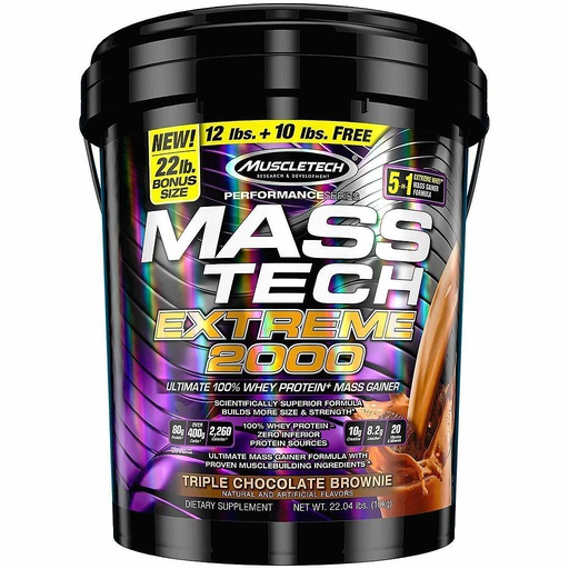 [631656709551] Muscletech Mass Tech Extreme 2000-18Serv.-10KG-Triple Chocolate Brownie