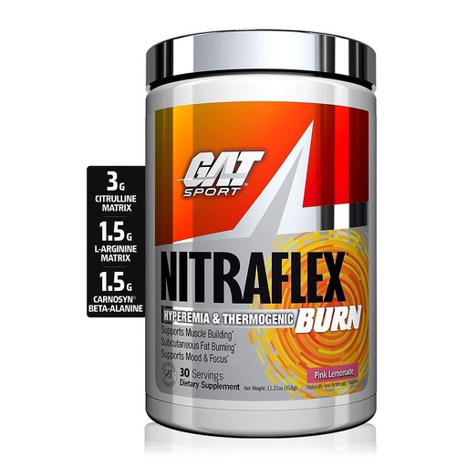 [816170022298] Gat Sport Nitraflex Burn-30Serv.-318G-Pink Lemonade