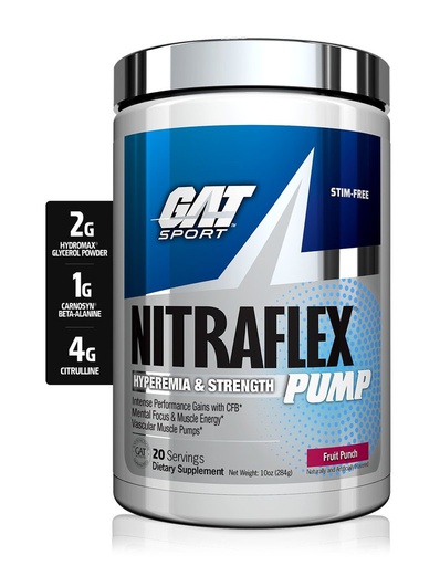 [816170022373] Gat Sport Nitraflex Pump-20Serv.-284G-Fruit Punch