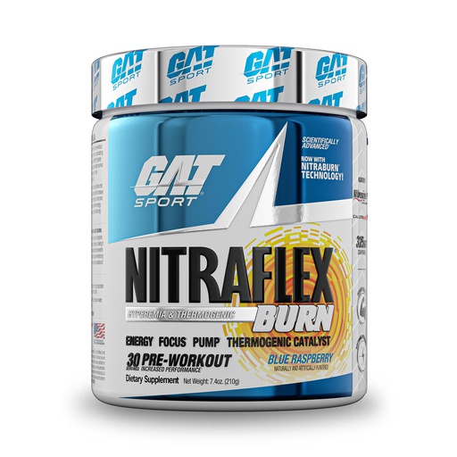 [816170022281] Gat Sport Nitraflex Burn-30Serv.-210G-Blue Raspberry