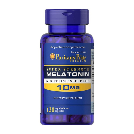 [025077313648] Puritans Pride Super Strengh Melatonin 10MG-120Serv.-120Rapid Release Capsules