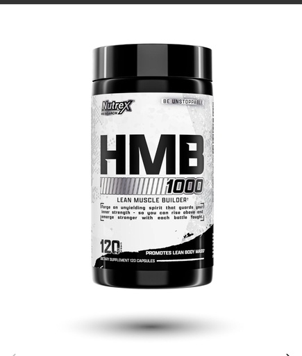 [850005755371] Nutrex Research HMB 1000 Muscle And Strenght-60Serv.-120Black Caps.