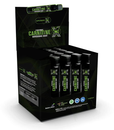 [0655729445924] Supplement X Pre-Workout Carnitine 3000 Shredding Shot-20Ml-1Serv.-Blueberry