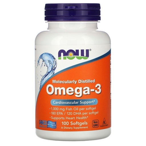 [733739150103] Now Foods Molecularly Distilled Omega-3-1000Mg-50Serv.-100Softgels