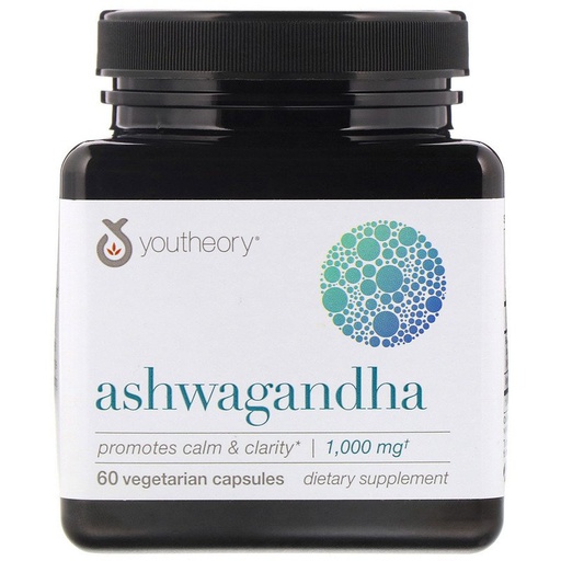 [850502007584] Youtheory Ashwagandha 1000Mg-30Serv.-60Caps