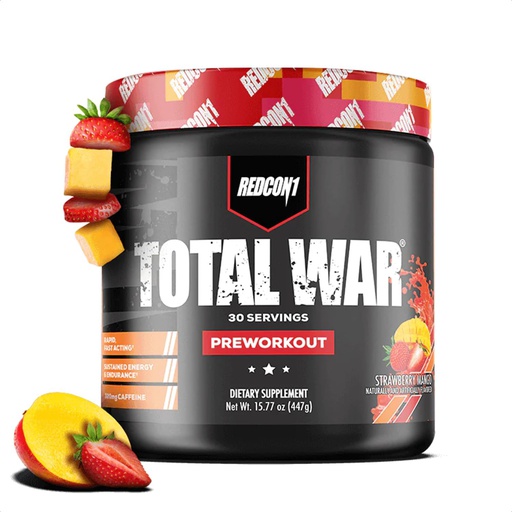 [850004759257] Redcon1 Total War Preworkout-30Serv.-447G-Strawberry Mango