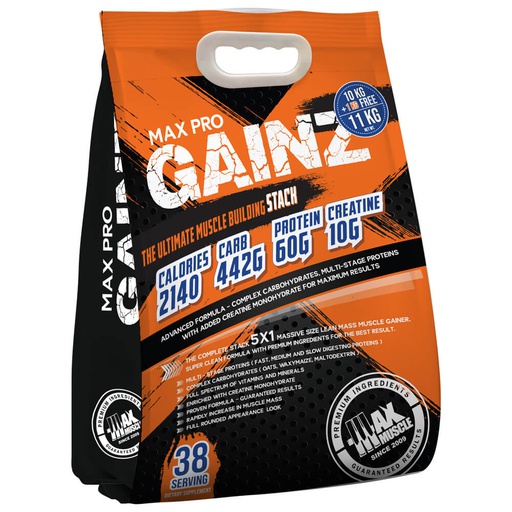 [6222023700345] Max Muscle Max Pro Gainz-38Serv.-11Kg-Chocolate