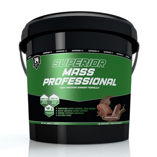 [5999570280262] Superior Mass Professional High Protein Gainer Formula-42Serv.-6300G-Chocolate