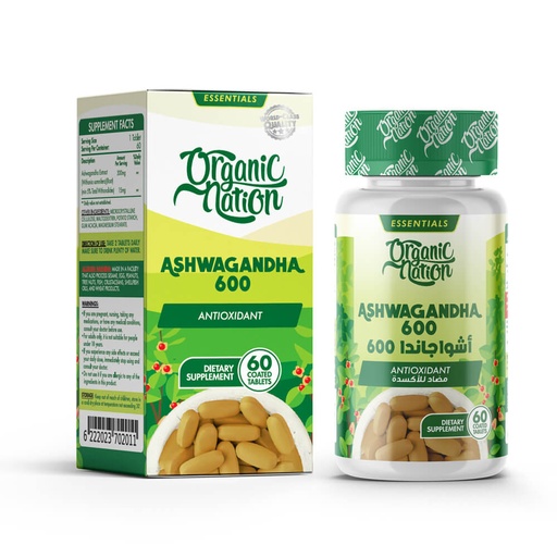 [6222023702011] Organic Nation Ashwagandha 600-30Serv.-60Tablets