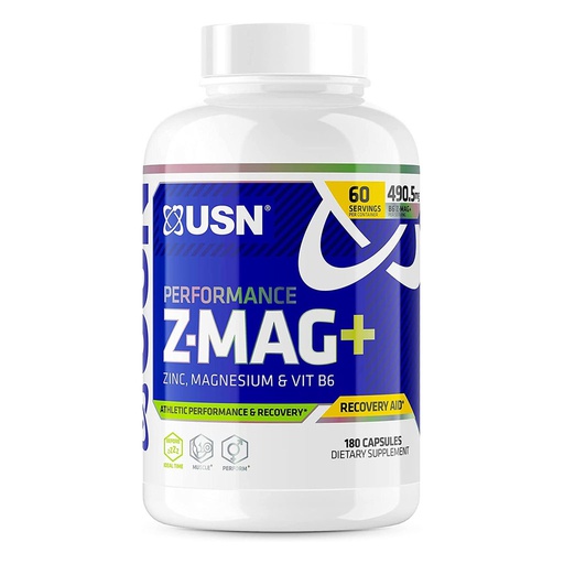 [6009544905943] Usn Performance Z-Mag+Zinc,Magnesium &amp; vit b6.-60Serv.-180Caps.