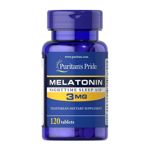 [074312179037] Puritan’s Pride Melatonin 3Mg Night Time Sleep Aid-120Serv.-120Tabs