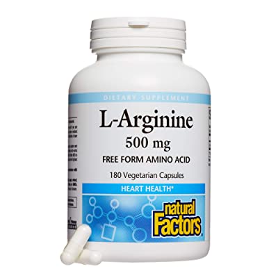 [068958028088] Natural Factors L-Arginine 500Mg-90Serv.-180Vegetarian Capsules