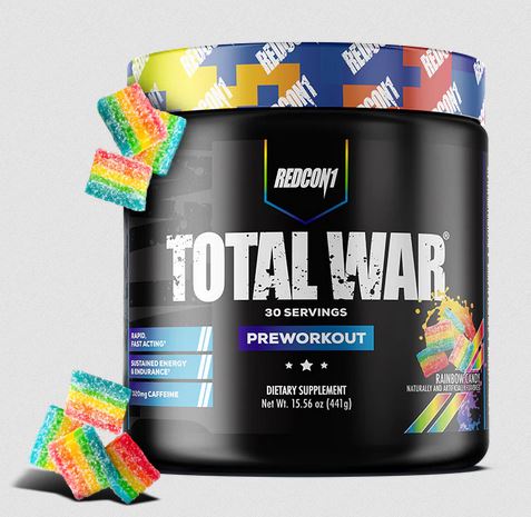 [601754191428] Redcon1Total War Preworkout-30Serv.-441G-Rainbow Candy