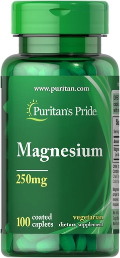 [074312158308] Puritan's Pride Magnesium 250MG.-100Serv.-100Coated Caplets