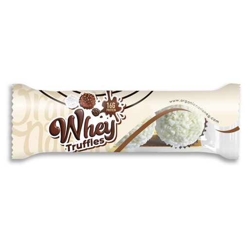 [6222023703292] Organic Nation Whey Truffles-White Chocolate With Coconut Flakes-54G.-3Truffles
