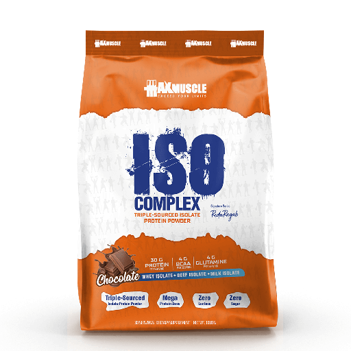 [6222023702165] Max muscle Iso Complex Triple Sourced Isolate Protein Powder Reda Ragab Signature Series-30Serv.-1080G.-Chocolate