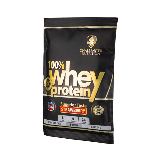 [6224009363896] Challenger Nutrition 100% Whey protein-1Serv.-34G-Strawberry