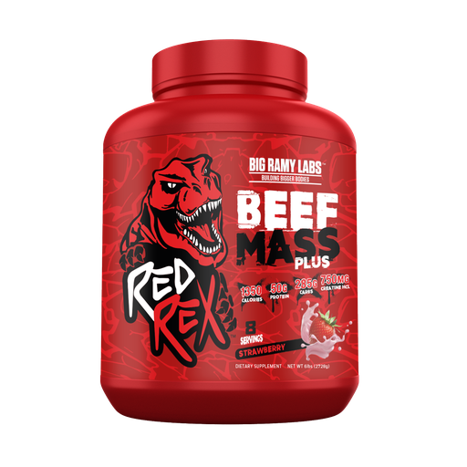 [6223007823586] Big Ramy Labs Building Bigger Bodies Beef Mass Plus-8Serv-2722G-Strawberry