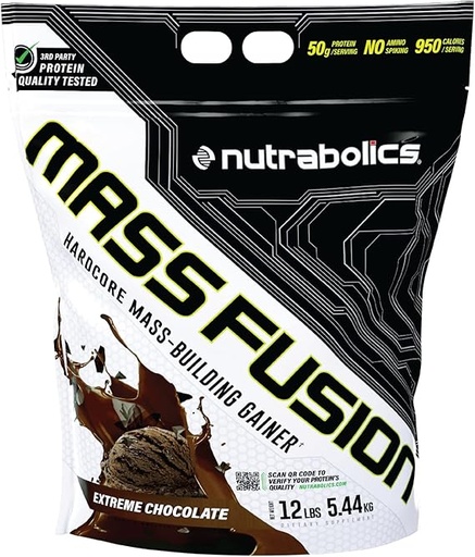 [752830617933] Nutrabolics Mass Fusion Gainer-22Serv.-5.44KG-Extreme Chocolate