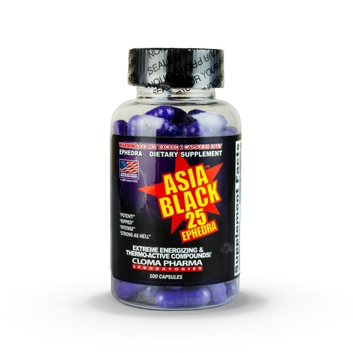 [859613274229] Cloma Pharma Asia Black-25Ephedra-100Serv-100Capsules