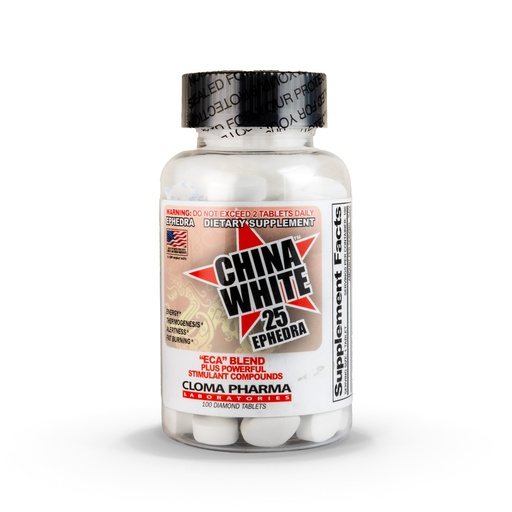 [859613244628] Cloma Pharma China White 25Ephedra-100Serv-100Tablets