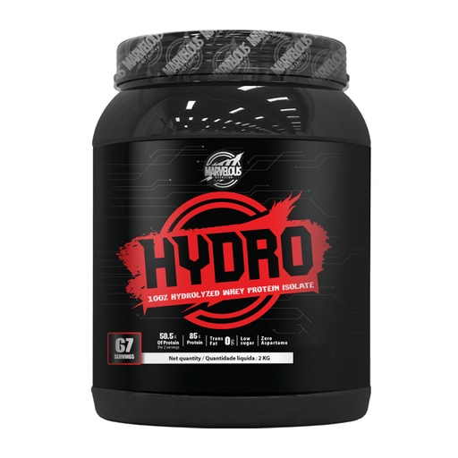 [0634240129544] Marvelous Nutrition Hydro 100% Hydrolyzed Whey Protein Isolate-67Serv.-2KG.-Strawberry