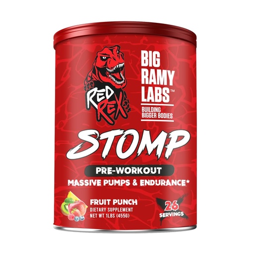 [6223007823548] Big Ramy Labs Red Rex Stomp Pre-Workout Massive Pumps &amp; Endurance-26Serv.-455G.-Fruit Punch