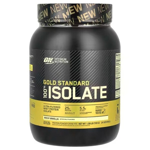 [748927060690] Optimum Nutrition Gold Standard 100% Isolate-24Serv.-720G- Rich Vanilla