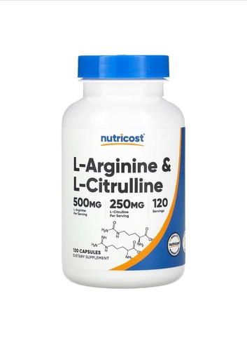 [810014671246] Nutricost  L-Arginine &amp; L-Citrulline-120Serv-120Capsules